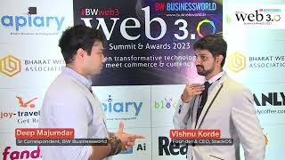 In talks with Vishnu Korde Founder StackOS Winner of BW Web 30 Awards 2023 [upl. by Iznyl]