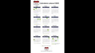 Calendario Laboral 2020  Días Festivos Nacionales para 2020 Todos los Puentes NO VAYAS A TRABAJAR [upl. by Aiekal186]