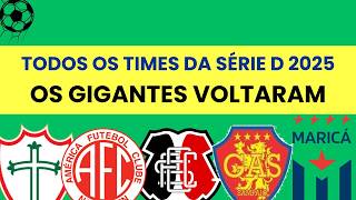 TODOS OS TIMES DA SÉRIE D 2025 DO BRASILEIRÃO [upl. by Adnama]