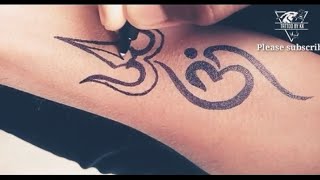 How to draw a beautiful om and trishool Tattoo on hand by Tattoo by kk [upl. by Oriane]