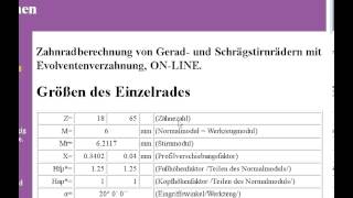 Zahnradberechnung von Gerad und Schrägstirnrädern mit Evolventenverzahnung [upl. by Willetta490]