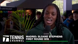 Sloane Stephens talks 3 hour of 16 minute match in Madrid  Madrid First Round [upl. by Swane]