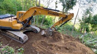 Robust Excavator Creating a New Road on a Steep Mountain  Rural Side Road Construction [upl. by Pillsbury807]