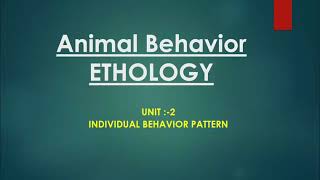 Animal Behavior  Ethology  Individual Behavior Pattern  Bachelor Degree fifth Semester Honors [upl. by Okubo]