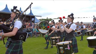 Forres and District Pipe Band playing the march around Games field at 2024 Inverness Highland Games [upl. by Lledniuq488]