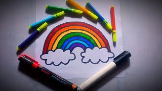 How To Draw A Perfect Rainbow  Easy Rainbow Drawing  Rainbow Colouring Video With Guidance [upl. by Cole669]