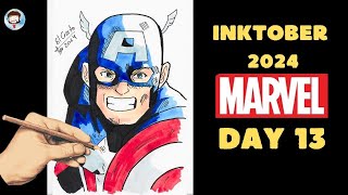 INKTOBER 2024  DIA 13  CAPITAN AMERICA  SPEED  DRAWING DAY 13 [upl. by Tung]