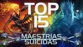 TOP 15 MEJORES PERSONAJES PARA USAR CON MAESTRIAS SUICIDAS  MCOC 2020 [upl. by Ayimat]