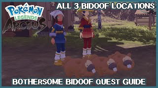 All 3 Bidoof locations  Bothersome Bidoof guide  Pokemon Legends Arceus [upl. by Zora]