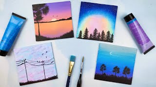 4 Easy Mini Canvas Ideas  Acrylic Painting for Beginners [upl. by Balas695]