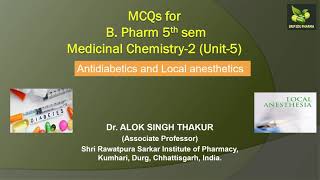 Antidiabetics and Local anesthetics MCQs for B Pharm 5th sem Medicinal Chemistry2 Unit5 [upl. by Marla]