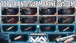 Top 14 AntiSubmarine Weapons With Highest Damage  Modern Warships [upl. by Mert766]