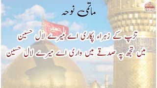 Matmi Noha  Tadap Ke Zahra Pukari ae Mere Lal Husain  Marsiya dawoodi bohra [upl. by Lindbom]