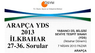 YDS Arapça Soru Çözümleri 2013 İlkbahar 2736 Arası Sorular [upl. by Honeywell799]