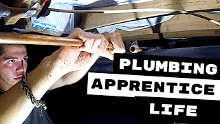 PLUMBING APPRENTICE PLUMBS HOSE BIBB IN CRAWL SPACE [upl. by Niriam501]