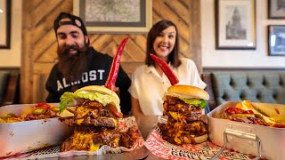 THE FLAMING SCORPION CHILLI BURGER CHALLENGE FEAT SISTER BEARD  COB Ep172 [upl. by Violette]