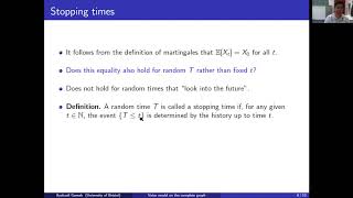 Lecture 10 Martingales optional stopping and the voter model [upl. by Harrow281]