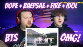 THEY ROCKED THE STAGE BTS  DOPE  BAEPSAE  FIRE  IDOL  MEDLEY  Live Performance  Reaction [upl. by Annawak210]