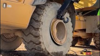 Tire change on an A40F Volvo water truck [upl. by Servais]