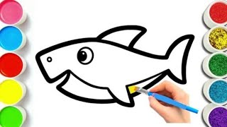 Cute Mommy Shark 🌈🦈 Drawing Painting and Coloring for Kids amp Toddlers  Howto drawMommyShark [upl. by Serge]