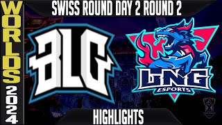 BLG vs LNG Highlights  LoL Worlds 2024 Swiss Stage Day 2 Round 2  Bilibili Gaming vs LNG Esports [upl. by Hnamik138]