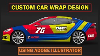 How to make Custom Car Wrap Design in Adobe Illustrator  Vehicle Graphics  Decal Design [upl. by Burnett307]