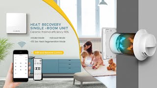 Single Room HRV Wall Mounted Ductless Ceramic Air Recuperator Heat Recovery Ventilator [upl. by Thorfinn]