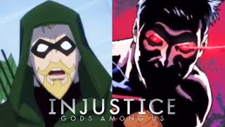 Injustice Green Arrow Death  Movie vs Comic [upl. by Yenalem88]