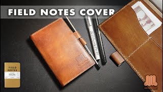 Making a FIELD NOTES leather cover  leather work tutorial [upl. by Gem]