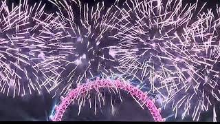 London Fireworks 2024  New year  UK  4D  Drone shot  London eye  Celebrations in London eye [upl. by Llevra]