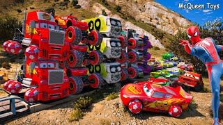 Cars Crazy McQueen Monster Trucks Arvy Motorhome Jimbo Mack Hauler Mater High Impact All Racing Toys [upl. by Urbani]