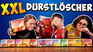 XXL DURSTLÖSCHER CHALLENGE MIT KAAN DANIA amp BIANCA Wer kann blind die Sorten schmecken [upl. by Oiciruam6]