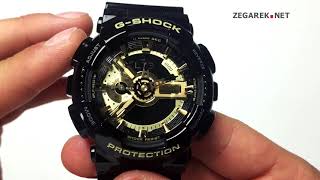 Ustawienie podświetlenia oraz opcji AUTOLIGHT w Casio GSHOCK GA110  ZEGAREKNET [upl. by Ittam]