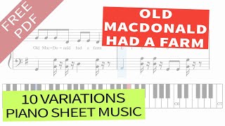 Old MacDonald Had A Farm  Piano Sheet Music  Nursery Rhyme [upl. by Karlise]