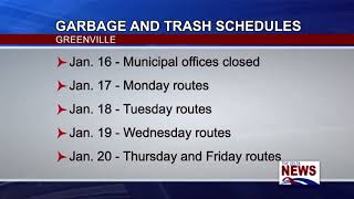 Greenville Garbage Schedule for MLK Day [upl. by Eenad]