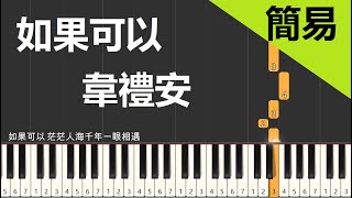 電影月老主題曲 韋禮安 如果可以 鋼琴教學 簡易單手版 [upl. by Shippee]