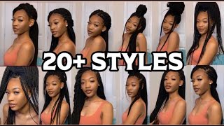 HOW TO STYLE BOX BRAIDS IN 20 WAYS EASY [upl. by Ecirahc]