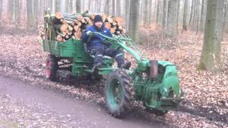 Agria 2800 mit Völker Triebachsanhänger Brennholztransport [upl. by Leighland]