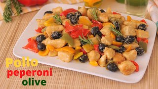 BOCCONCINI DI PETTO POLLO con PEPERONI E OLIVE IN PADELLA 🌶 ricetta salvacena [upl. by Ahsenre]