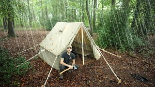 First Night Camping in WW2 Officers Tent  Heavy Rain [upl. by Saberhagen]