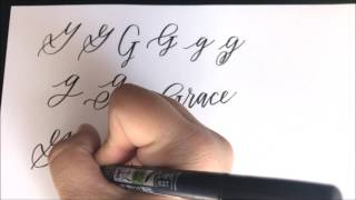 Real Time Brush Calligraphy Letter G [upl. by Ahsenek752]