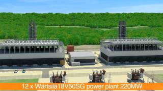 220MW power plant featuring 12 Wärtsilä 18V50SG engines  Wärtsilä [upl. by Enneicul]