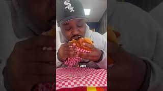 I tried the Halal Fried Chicken Sandwich with Beef Patty at Hangry Clucks  South Side Chicago [upl. by Yatnohs]