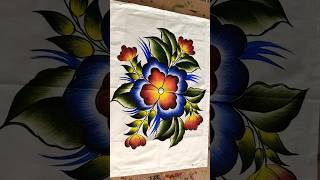 New Bedsheet design painting youtubeshorts handpaintedfabricdesign flowerdrawing drawing [upl. by Wylma]