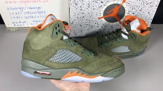 Air Jordan 5 Olive Green 2024 On Hand Review Topkickss [upl. by Yesteb351]