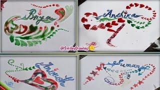 Beautiful Name Art Design Painting With Water Colour  Easy Way To Calligraphy  SMILEY DRAWING [upl. by Kcirdneked676]