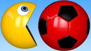 Learn Colors PACMAN and 3D Soccer Ball for Kid Children [upl. by Finley892]