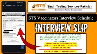 STS Vaccinators Interview slip  STS vaccinators interview schedule  STS vaccinators interview date [upl. by Eerhs]