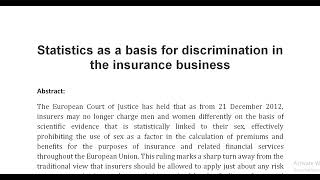 Statistics as a basis for discrimination in the insurance business [upl. by Grieve]