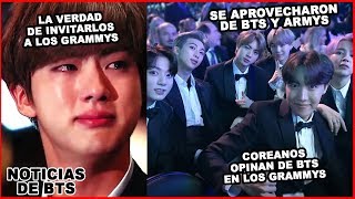 ¿COREANOS ENOJADOS POR COMO LOS GRAMMYS TRATARON A BTS COREANOS OPINAN DE LA INVITACIÓN DE BTS [upl. by Nohsav217]